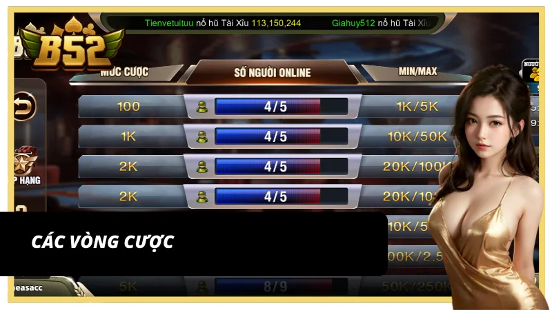 Các vòng cược trong Poker khi tham gia chơi tại B52 Club